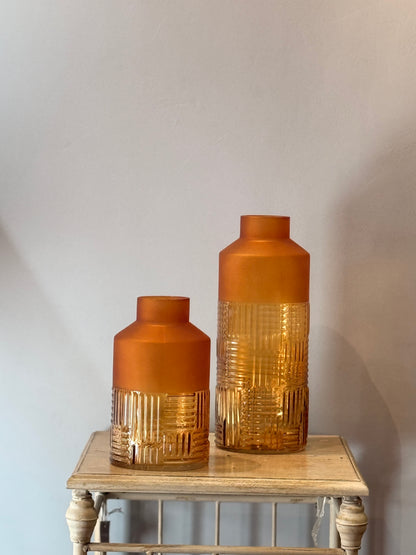Jarrón Cristal Dos Texturas Mostaza
