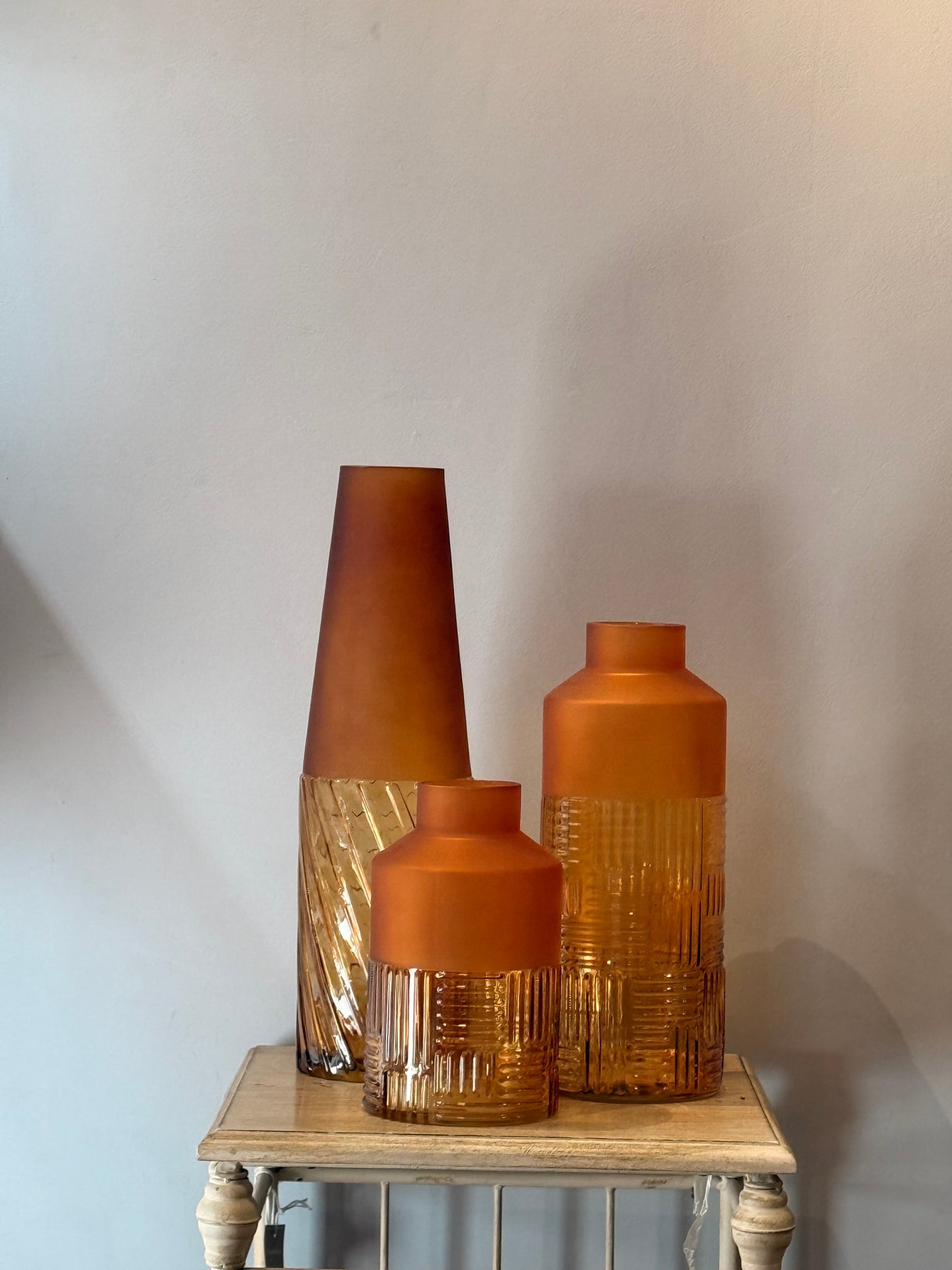 Jarrón Cristal Dos Texturas Mostaza