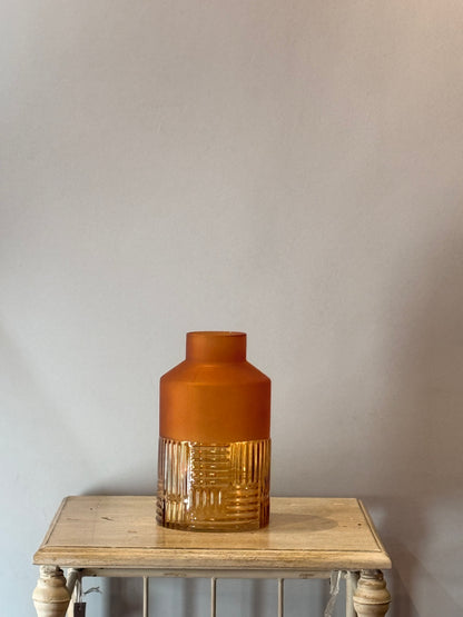 Jarrón Cristal Dos Texturas Mostaza