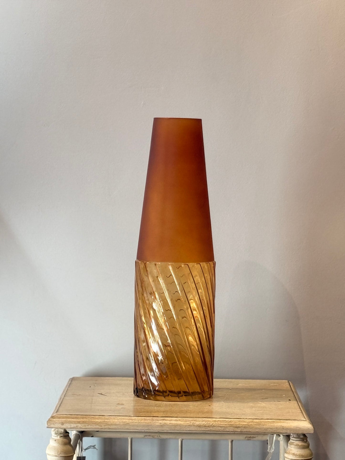 Jarrón Cristal Dos Texturas Mostaza