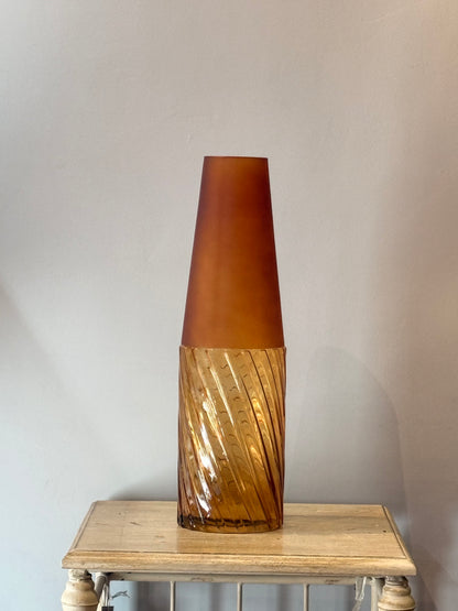 Jarrón Cristal Dos Texturas Mostaza