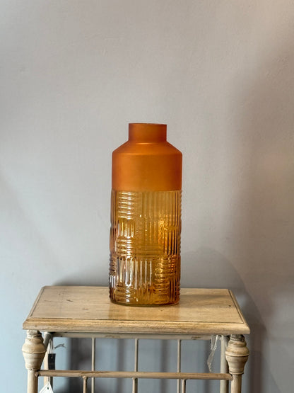 Jarrón Cristal Dos Texturas Mostaza