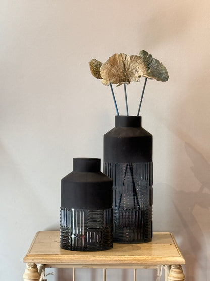 Jarrón Cristal Dos Texturas Azul