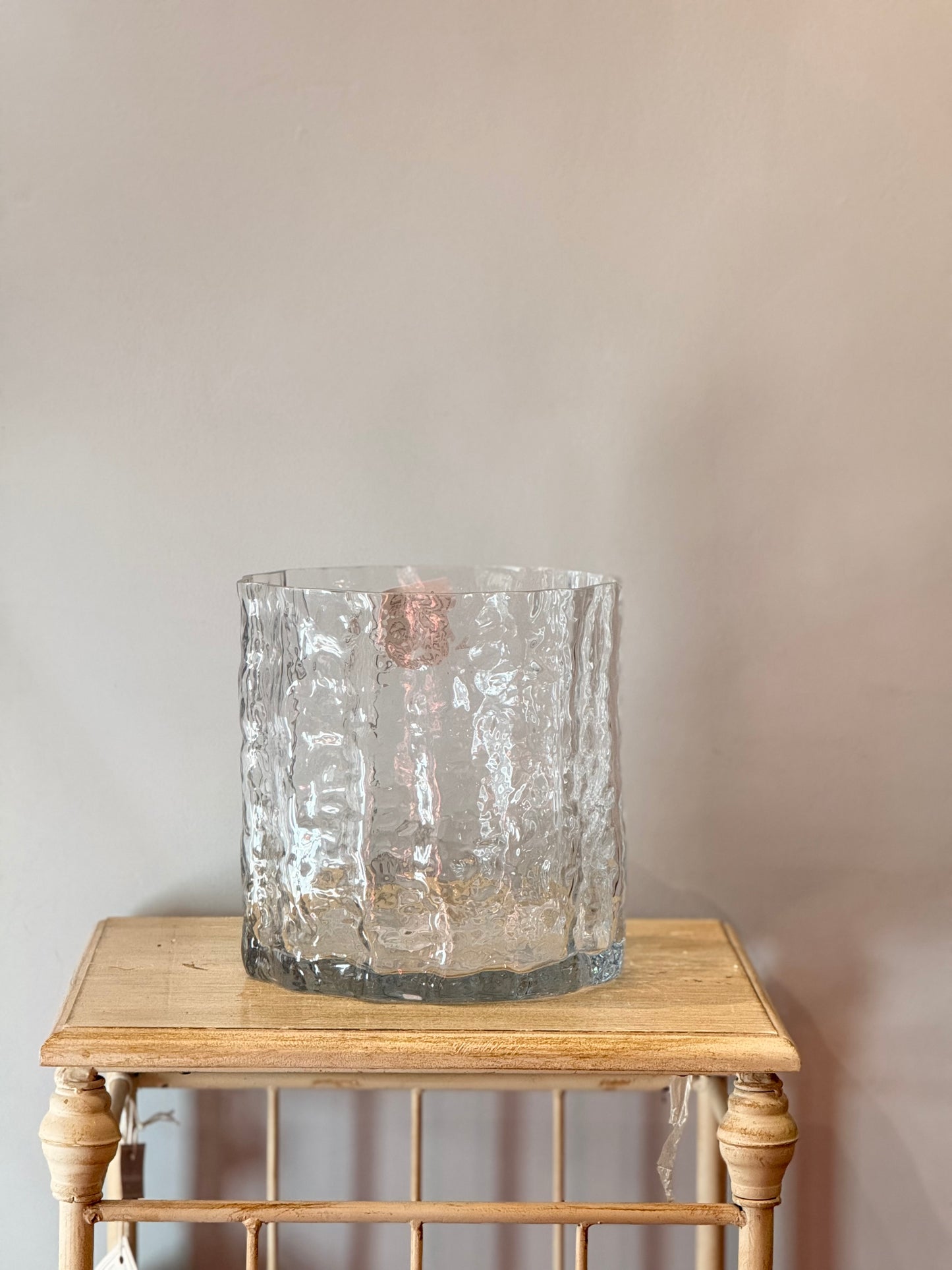 Jarrón Ancho Cristal con Relieve