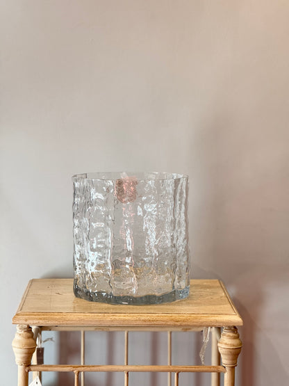 Jarrón Ancho Cristal con Relieve