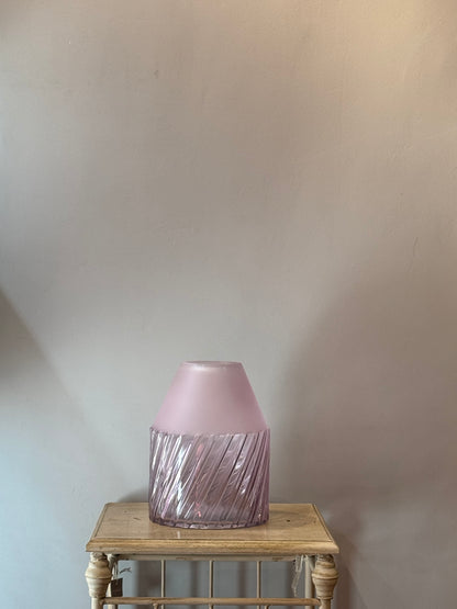 Jarrón Cristal Dos Texturas Rosa