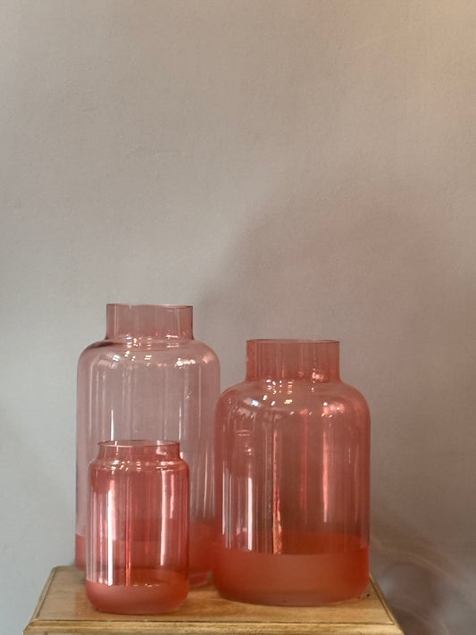 Jarrón Cristal Rosa Circular