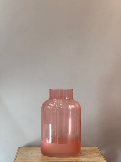 Jarrón Cristal Rosa Circular